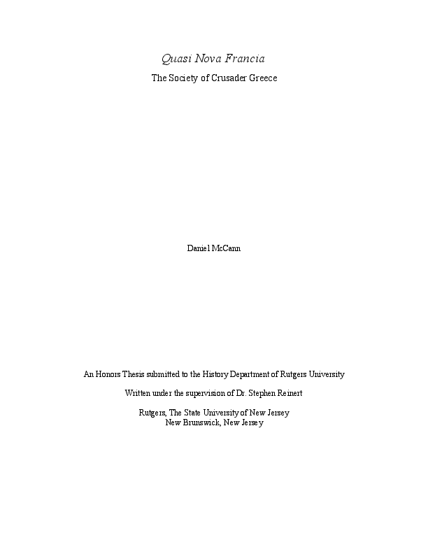 Quasi Nova Francia: The Society of Crusader Greece