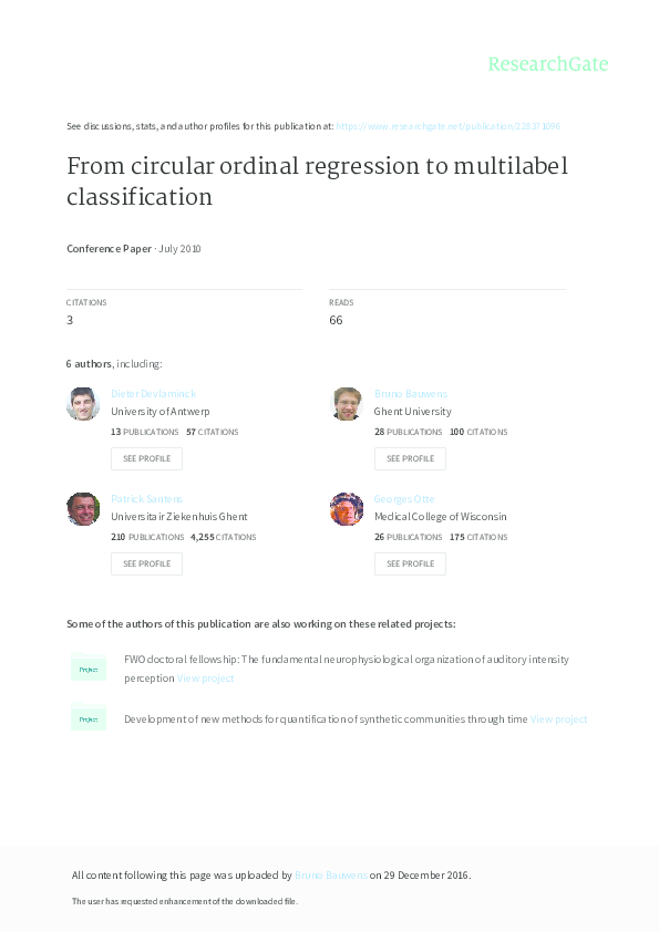 (PDF) From circular ordinal regression to multilabel classification