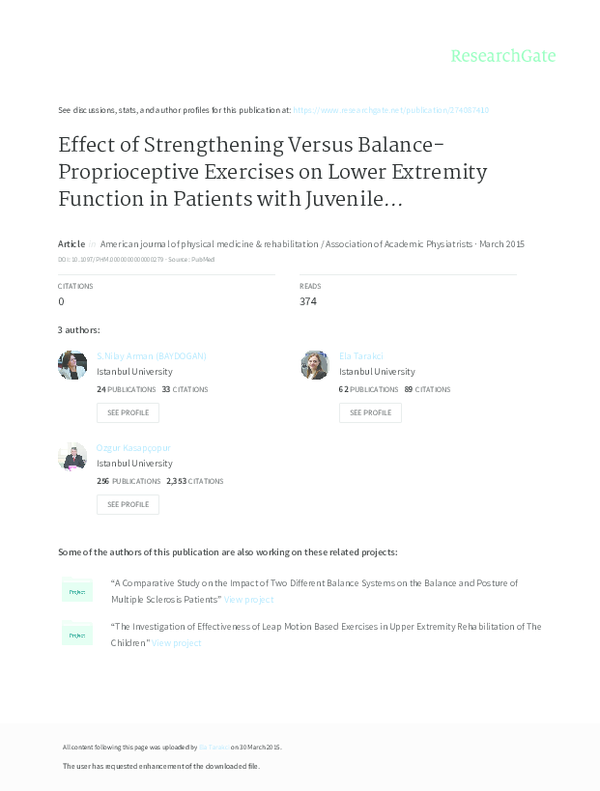 (PDF) Effect of Strengthening Versus Balance-Proprioceptive Exercises ...