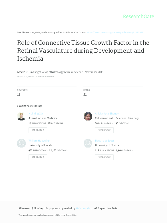 (PDF) Role of Connective Tissue Growth Factor in the Retinal ...