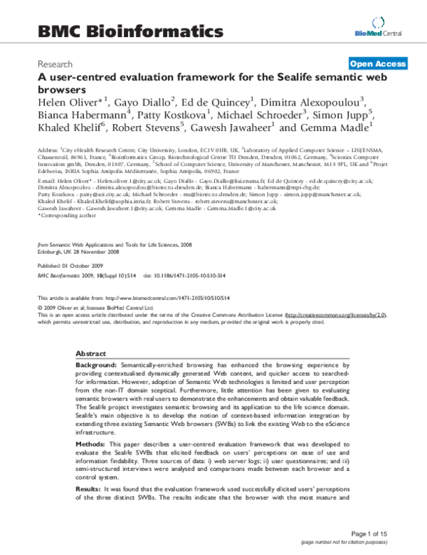 (PDF) A user-centred evaluation framework for the Sealife semantic web ...