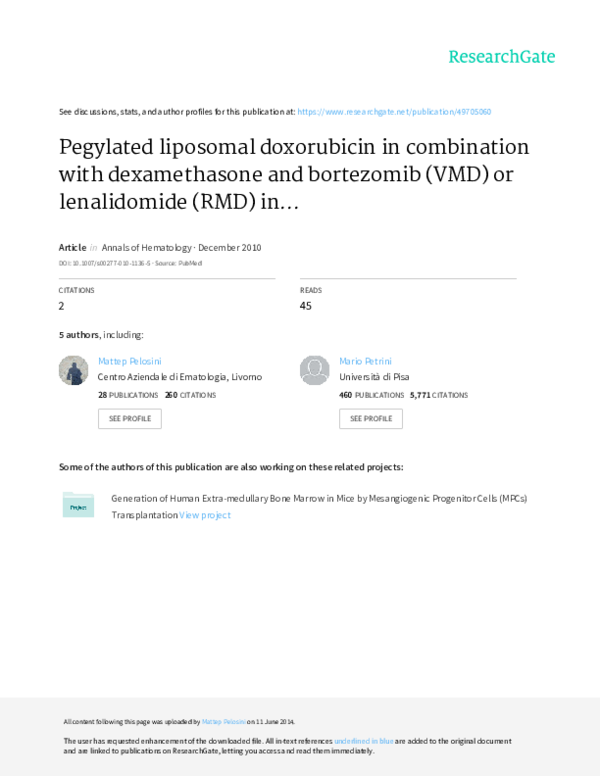 (PDF) Pegylated liposomal doxorubicin in combination with dexamethasone ...