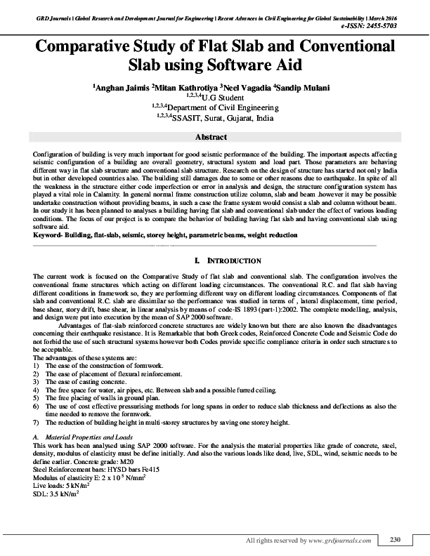 Pdf Comparative Study Of Flat Slab And Conventional Slab Using Pdf Comparative Study Of Flat Slab And Conventional Slab Using