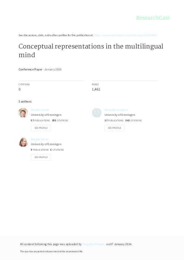 PDF) Conceptual Representations in the Multilingual Mind: A Study of Advanced Dutch Students of English | Bregtje Seton - Academia.edu PDF) Conceptual Representations in the Multilingual Mind: A Study of Advanced Dutch Students of English | Bregtje Seton - Academia.edu