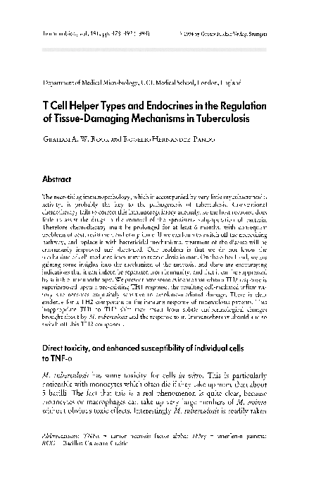 (PDF) T cell helper types and endocrines in the regulation of tissue ...