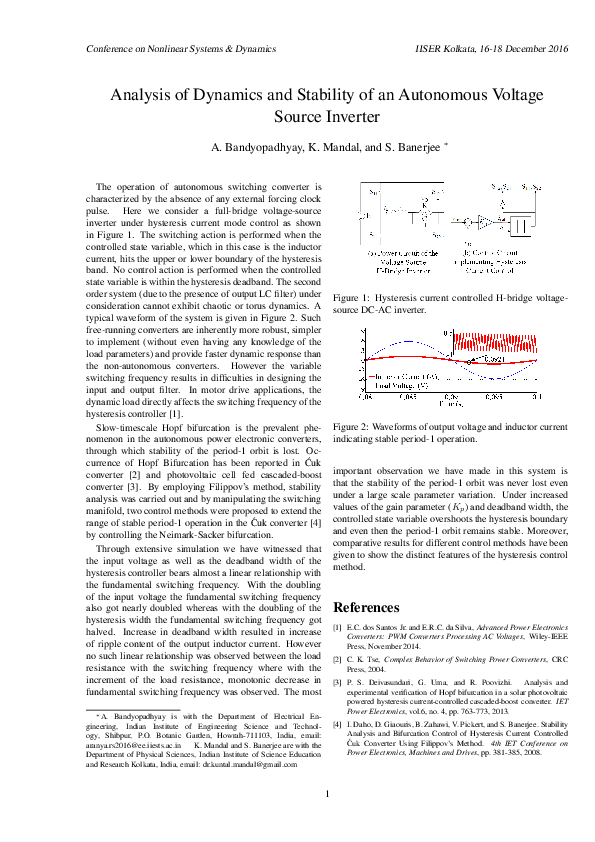(PDF) Analysis of Dynamics and Stability of an Autonomous Voltage ...