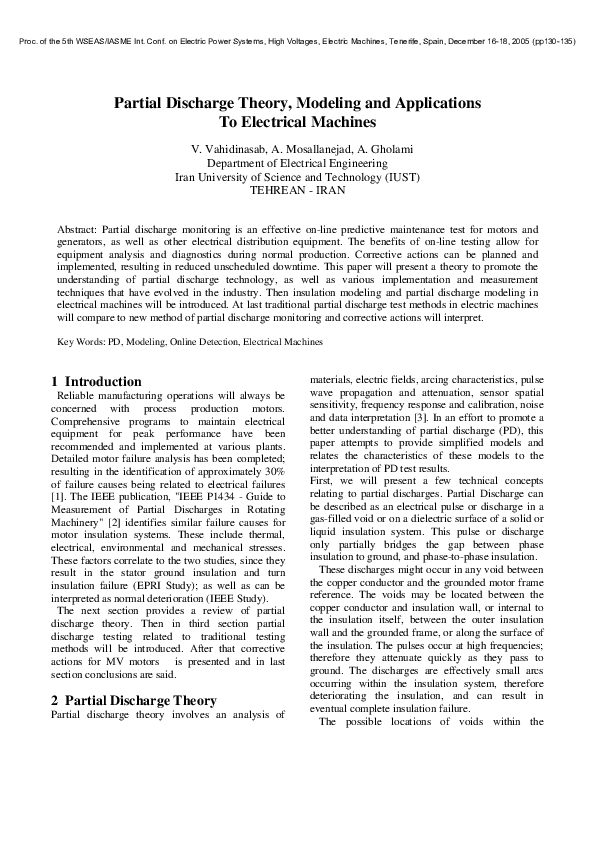 (PDF) Partial Discharge Theory, Modeling and Applications To Electrical ...