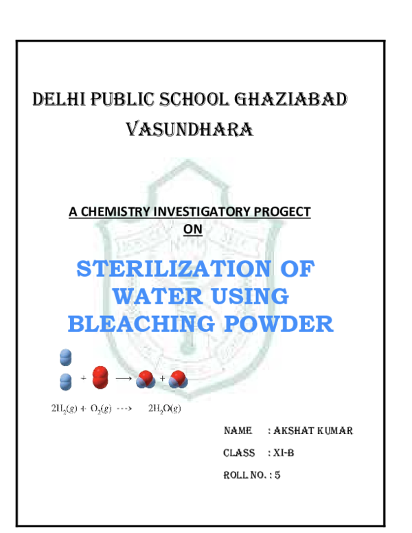 (PDF) DELHI PuBLIC sCHOOL GHaZIaBaD VasuNDHara A CHEMISTRY INVESTIGATORY PROGECT ON