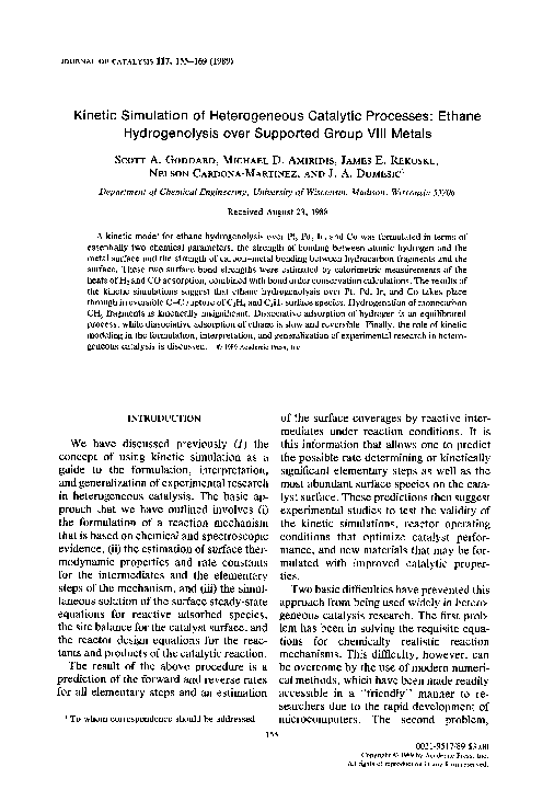 (PDF) Kinetic simulation of heterogeneous catalytic processes: ethane ...