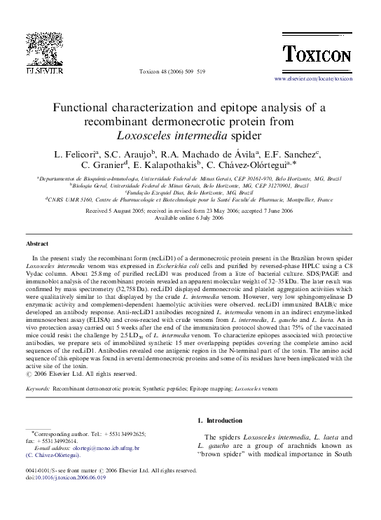 (PDF) Functional characterization and epitope analysis of a recombinant ...
