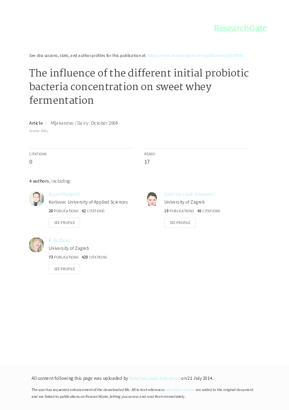 (PDF) The influence of the different initial probiotic bacteria ...