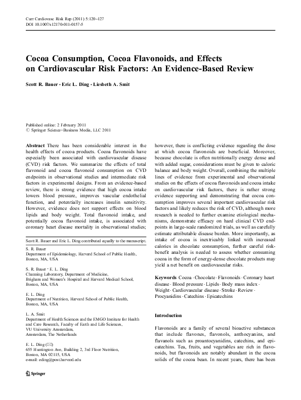 (PDF) Cocoa Consumption, Cocoa Flavonoids, and Effects on
