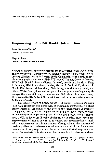 (PDF) Empowering the silent ranks: Introduction