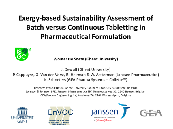 (PDF) Exergy-based Sustainability Assessment of Batch versus Continuous ...