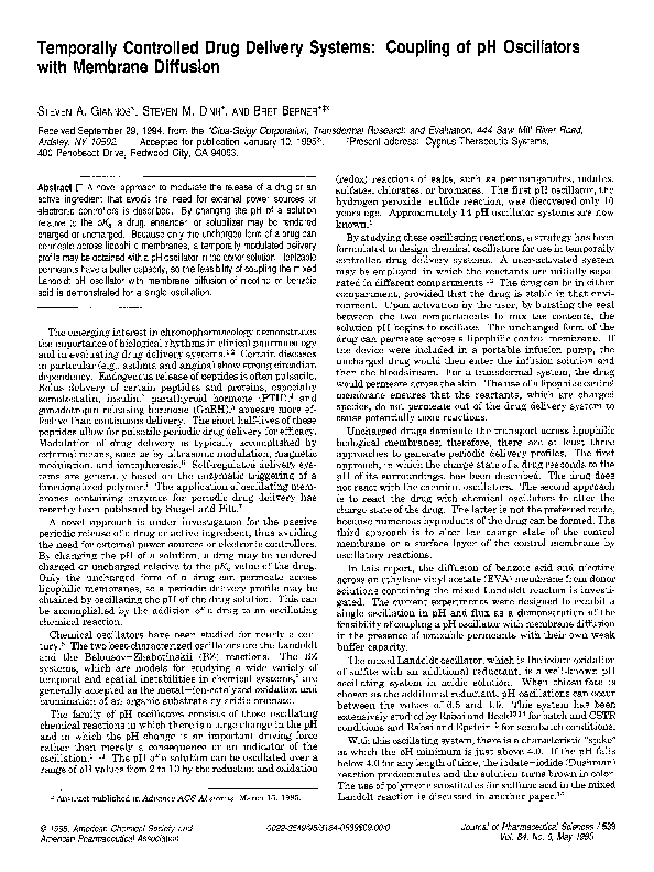 (PDF) Temporally controlled drug delivery systems: coupling of pH ...