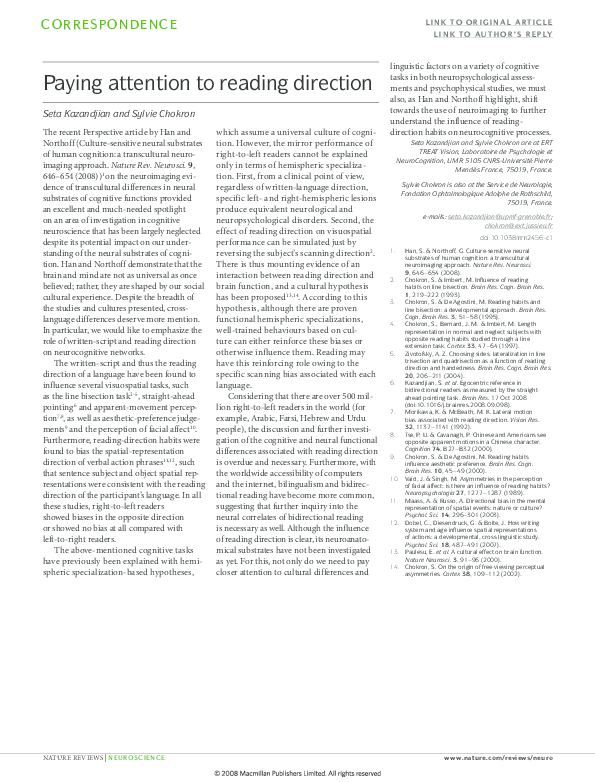 (PDF) Paying attention to reading direction