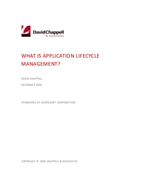 (PDF) WHAT IS APPLICATION LIFECYCLE MANAGEMENT