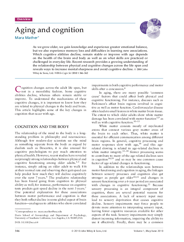 (PDF) Aging and cognition