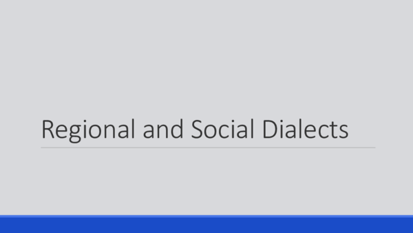 (PDF) Regional and Social Dialects