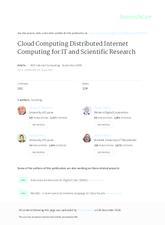 (PDF) Cloud computing: Distributed Internet computing for IT and ...
