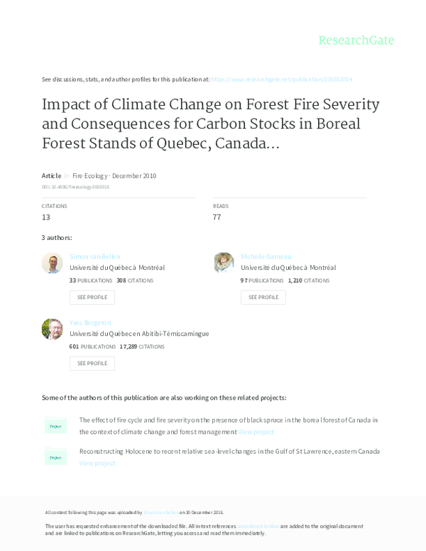 (PDF) Impact of Climate Change on Forest Fire Severity and Consequences ...