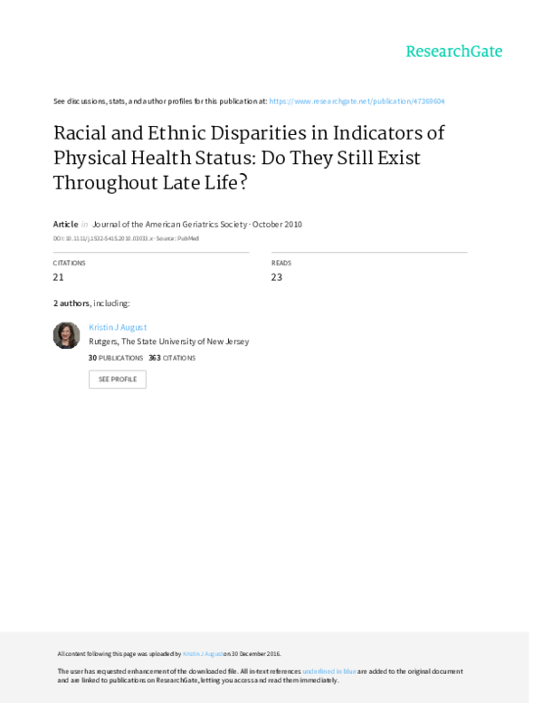 (PDF) Racial and Ethnic Disparities in Indicators of Physical Health ...