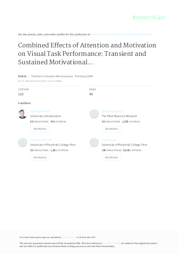 (PDF) Combined effects of attention and motivation on visual task ...