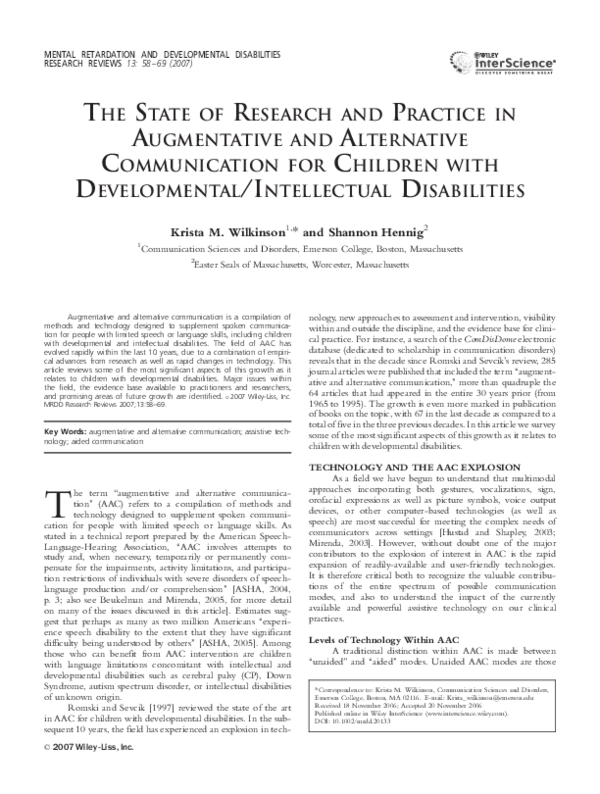 (PDF) The state of research and practice in augmentative and ...