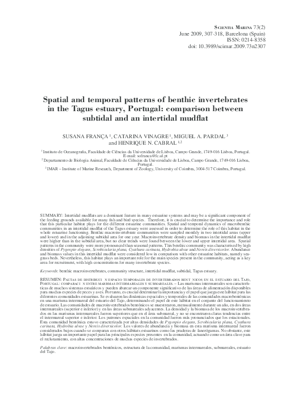 (PDF) Spatial and temporal patterns of benthic invertebrates in the ...