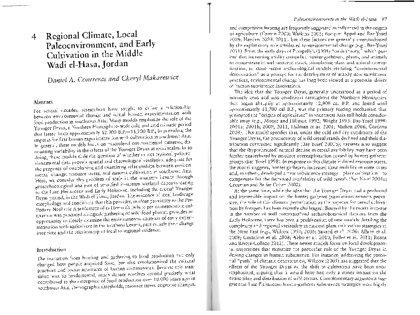 Pdf Regional Climate Local Paleoenvironment And Early Cultivation In The Middle Wadi El Hasa Jordan Cheryl Makarewicz And Daniel Contreras Academia Edu