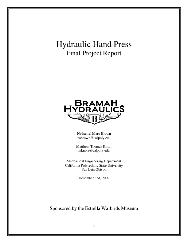 Mini Hydraulic Press Machine Project Report edu.svet.gob.gt
