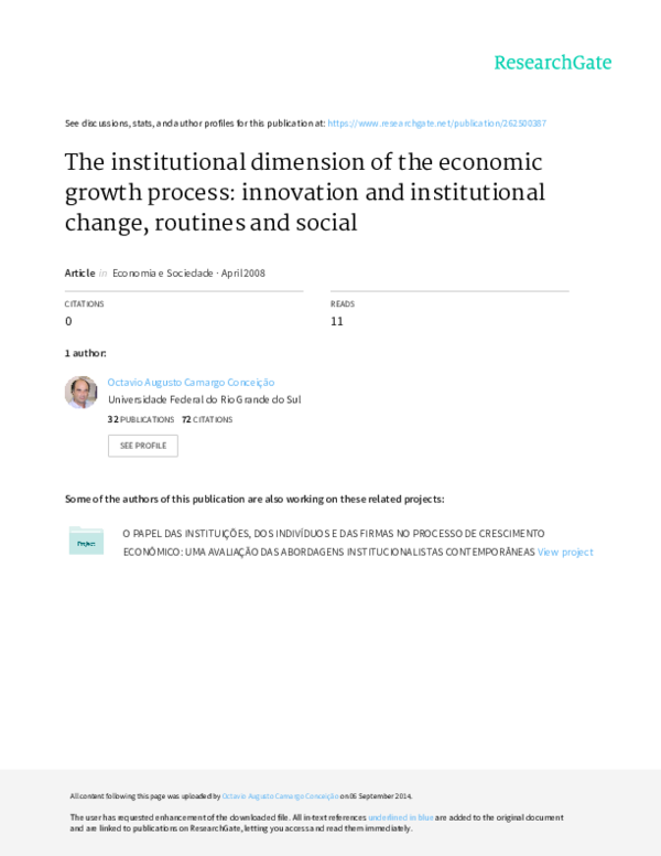 (PDF) The institutional dimension of the economic growth process ...