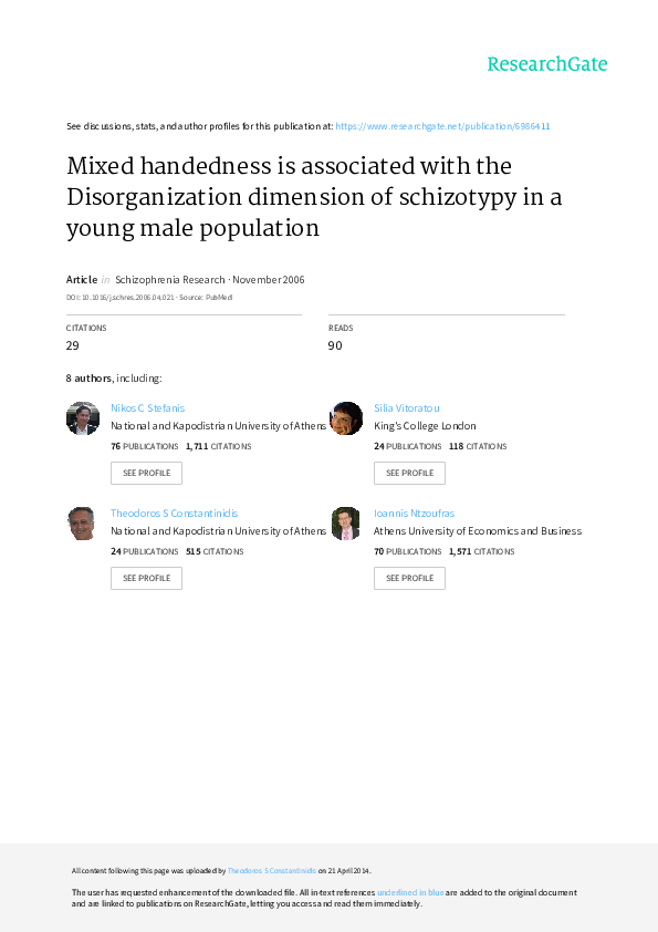 (PDF) Mixed handedness is associated with the dimension