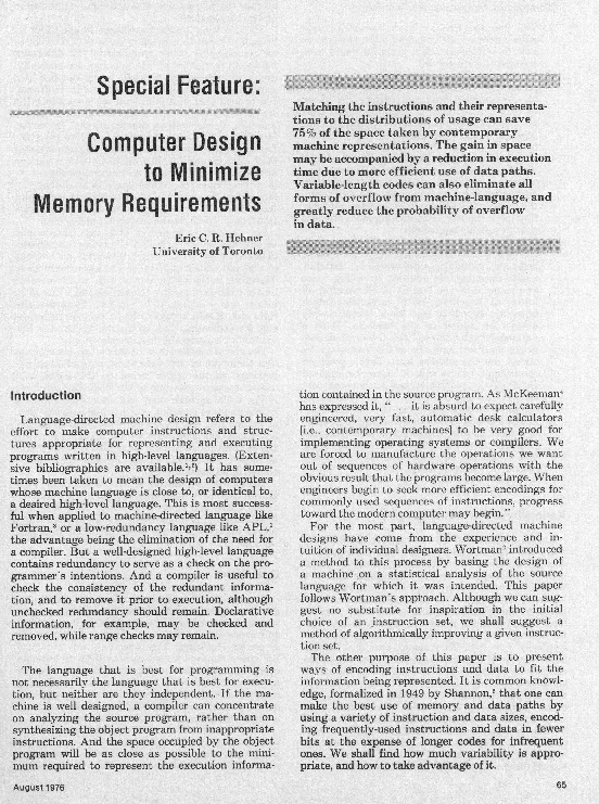 (PDF) Special Feature: Computer Design to Minimize Memory Requirements