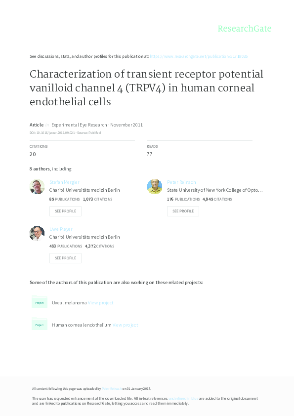 (PDF) Characterization of the transient receptor potential channels ...