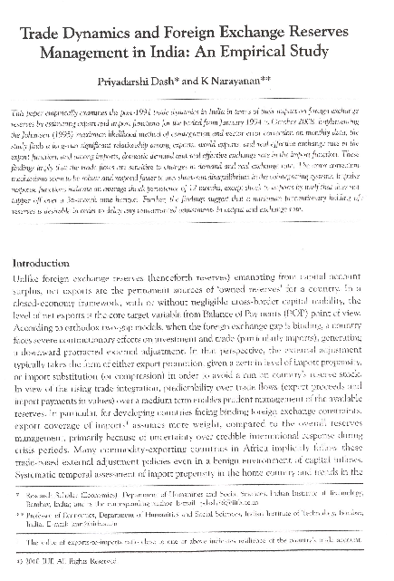 (PDF) Trade Dynamics and Foreign Exchange Reserves Management in India ...