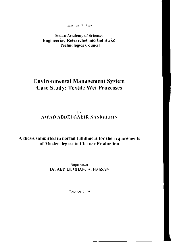 (PDF) Environmental Management System Case Study: Textile Wet Processes