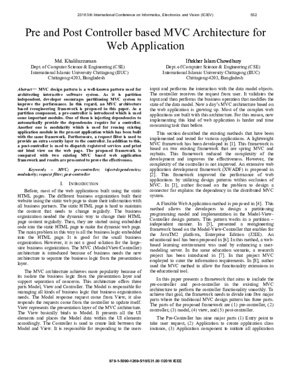 (PDF) Pre and Post Controller based MVC Architecture for Web Application