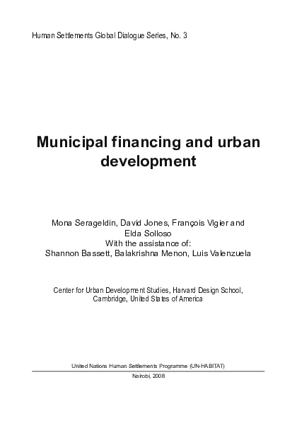 (PDF) Municipal financing and urban development i United Nations Human ...