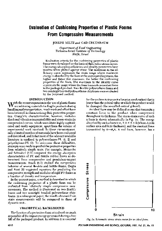 (PDF) Evaluation of cushioning properties of plastic foams from