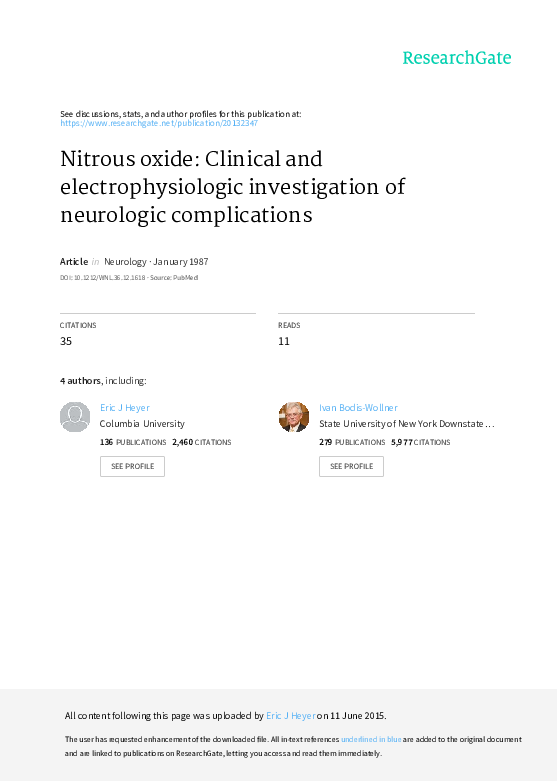 (PDF) Nitrous oxide Clinical and electrophysiologic investigation of