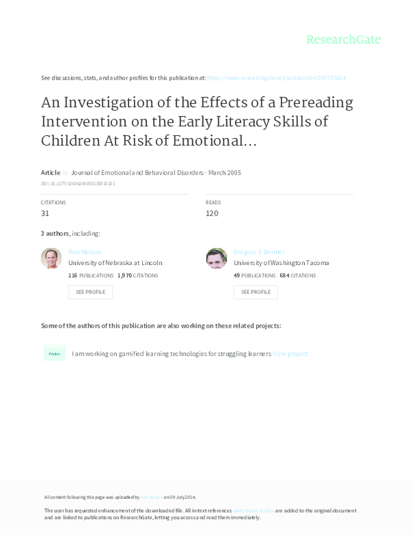 (PDF) An investigation of the effects of a prereading intervention on ...