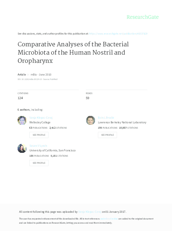 (PDF) Comparative analyses of the bacterial microbiota of the human ...