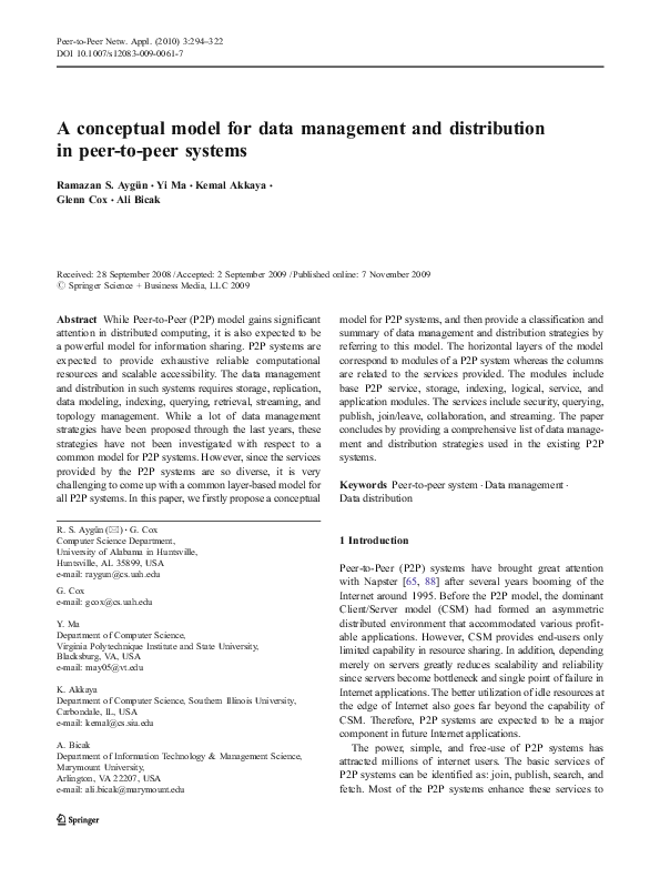 (PDF) A conceptual model for data management and distribution in peer ...