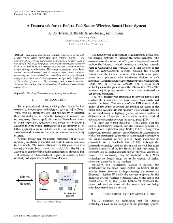 (PDF) A framework for an end-to-end secure wireless smart home system