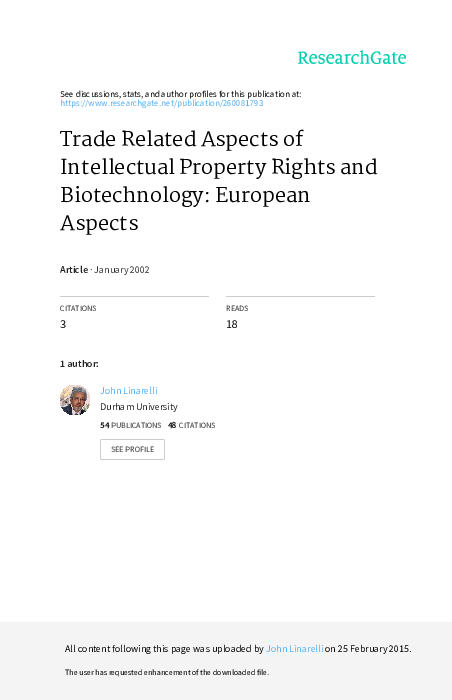 (PDF) Trade Related Aspects of Intellectual Property Rights: A Concise ...
