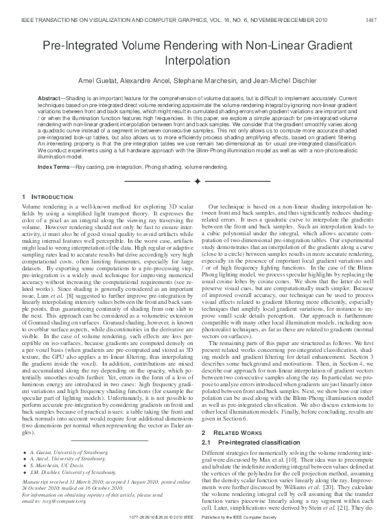 (PDF) Pre-Integrated Volume Rendering with Non-Linear Gradient ...