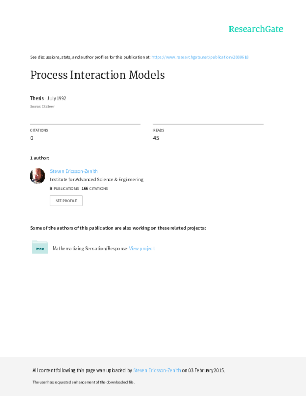 (PDF) Process Interaction Models
