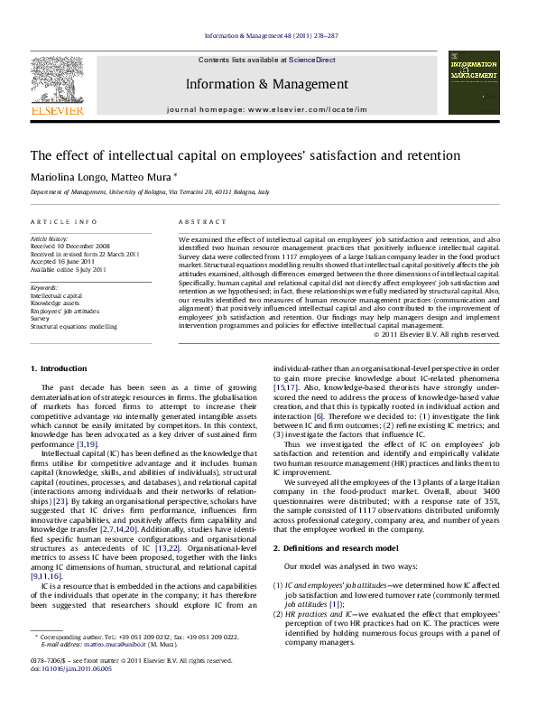 (PDF) The effect of intellectual capital on employees' satisfaction and ...