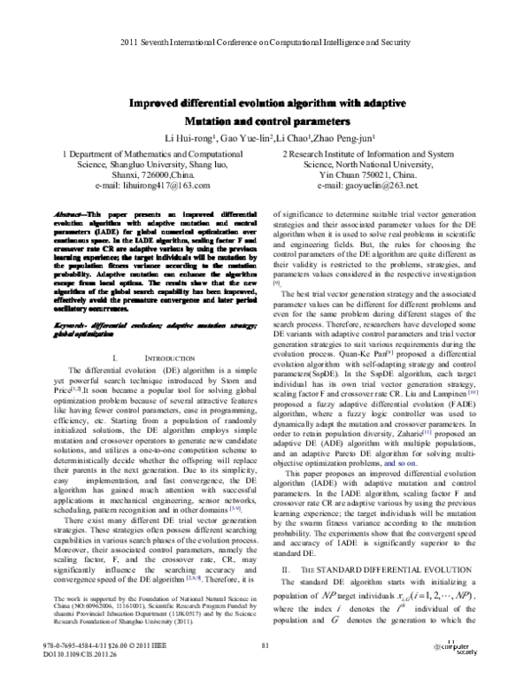 (PDF) Improved differential evolution algorithm with decentralisation ...